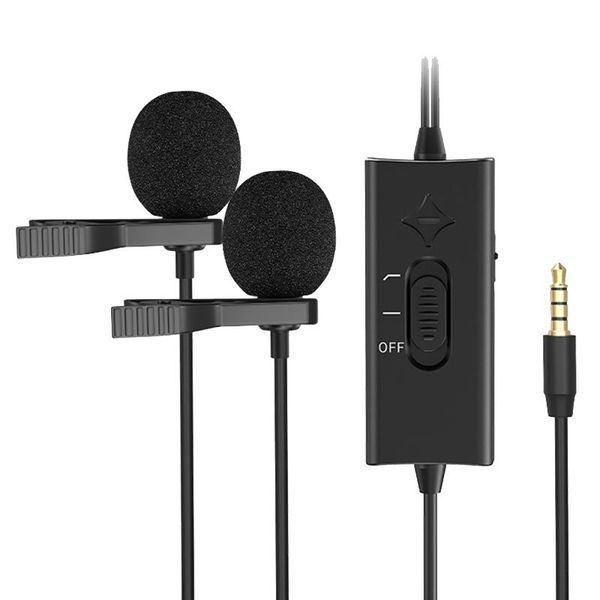 

microphones lavalier microphone dual-head lapel clip-on noise reduction for dslr canon camcorders recording