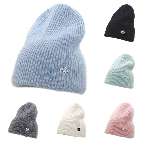 

autumn and winter fashion white -mark rabbit hair knitted hat women's warm wool ear protection wardrobe accessories, Blue;gray