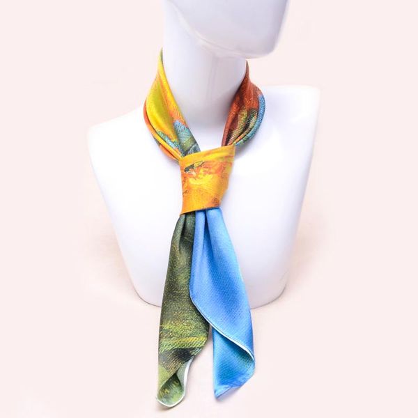 

scarves fashion silk square scarf women bandana 70*70cm neck hair tie band bag warp soft neckerchief hijab headscarf female foulard, Blue;gray