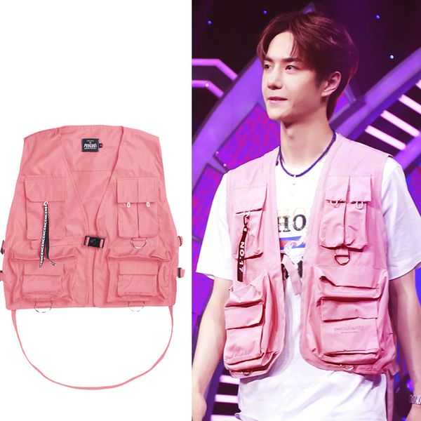 

fashion multi pockets vest hip hop dance adult/kids street dance clothing rapper/popping/breaking dance costume vdb1715, Black;red