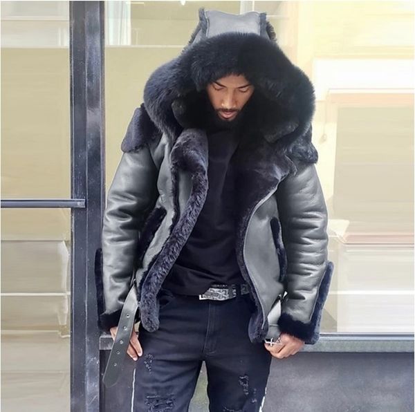 

red short short fleece men s fur coat high-quality stand-up collar retro comfortable warmth fashion travel commute, Black