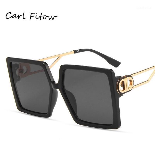 

european and american fashion big frame personality d square sunglasses ins street shooting metal tide, White;black