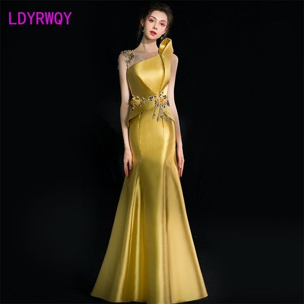 

ldyrwqy golden temperament long fishtail dress office lady polyester knee-length zippers 210603, Black;gray