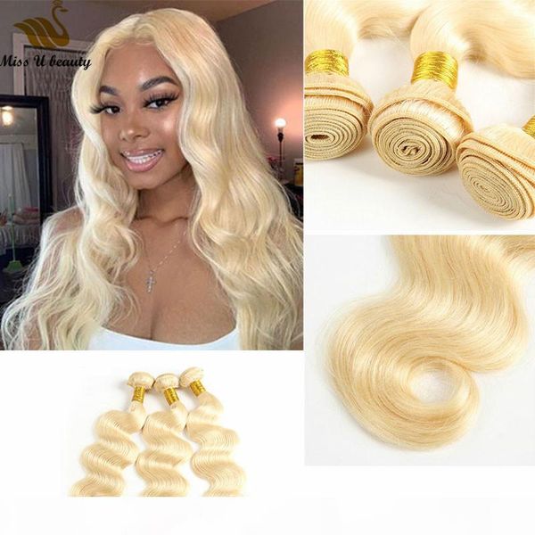 

blonde hair extension 613 color human hair weave weft brazilian virgin human hair bundles body wave straight, Black