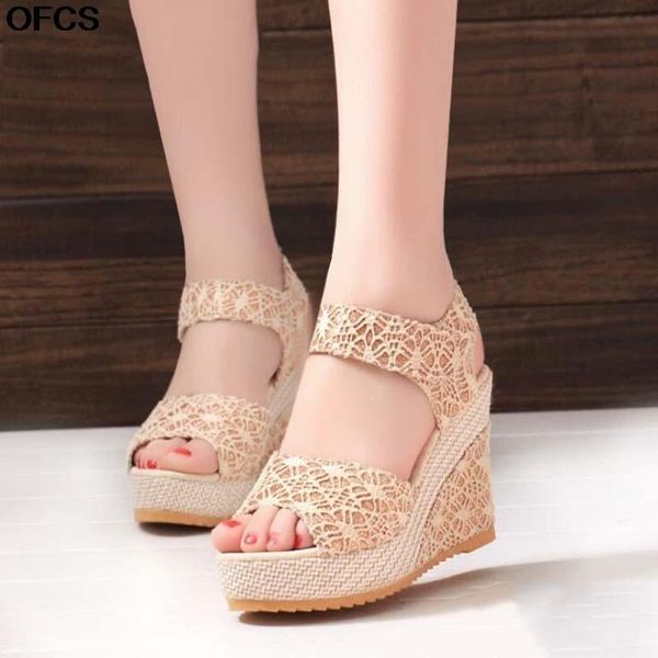 

women summer sandals new fashion wedge sandals open toe fish head fashion platform high heels women shoes size 35-41, Black
