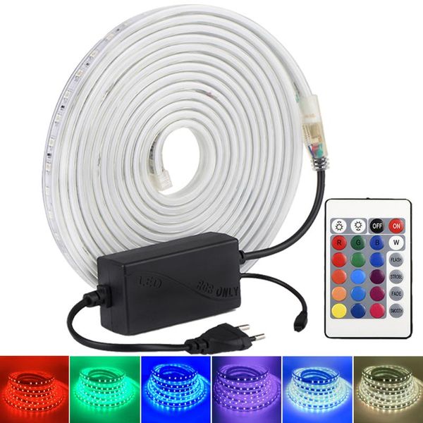 

strips smd 220v rgb led strip dimmable color tape changeable with 24key remote controller waterproof flexible light