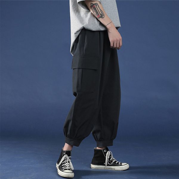 

men's summer korean fashion loose sports nine point ice thin casual pants, White;black