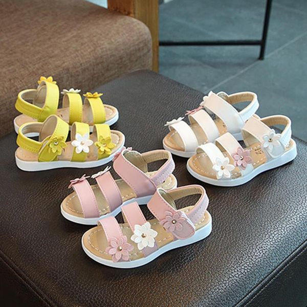 

sandals girls gladiator flowers sweet soft children's beach shoes kids summer floral princess fashion cute high quality, Black;red