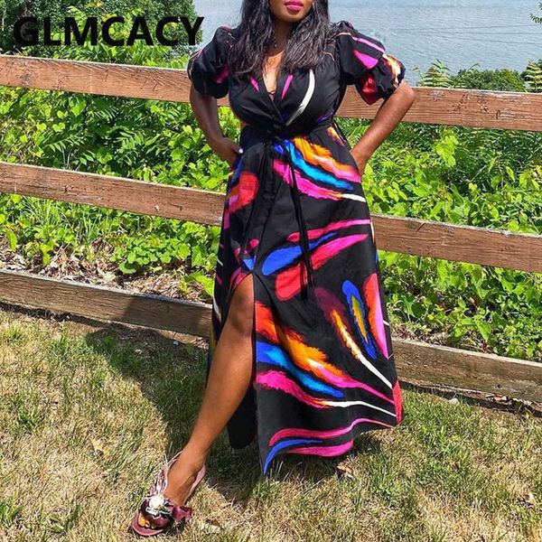 

women half sleeve v neck loose dress elegant slit party dresses 210702, Black;gray