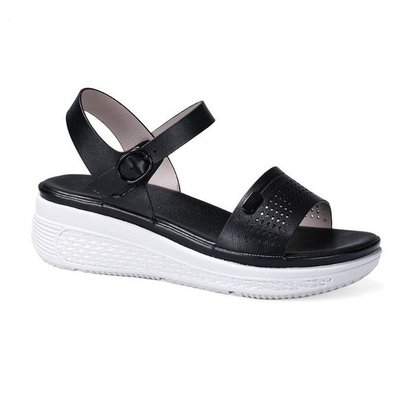 

sandals summer style slope heel platform plus size ladies casual, Black