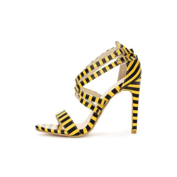 

sandals 2021 summer one-word stiletto high heel women with fish mouth, cross strap women's shoes open toes, Black
