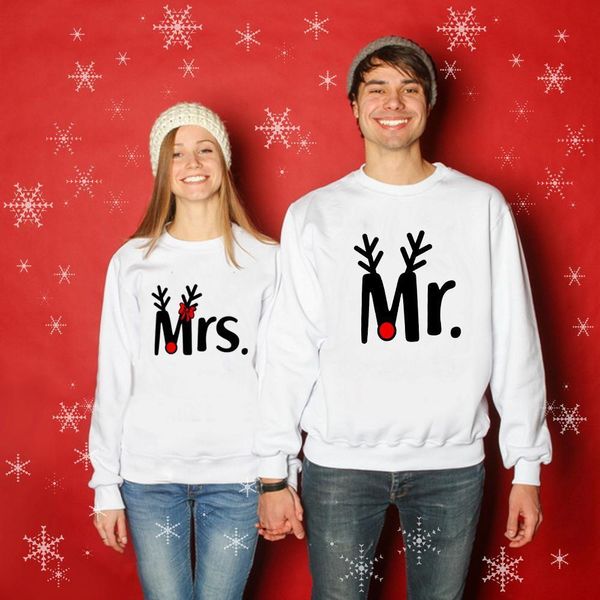 

mr and mrs sweaters couple christmas sweatshirt merry christmas husband & wife pullover lovely couples hoodies x-mas gift, Black