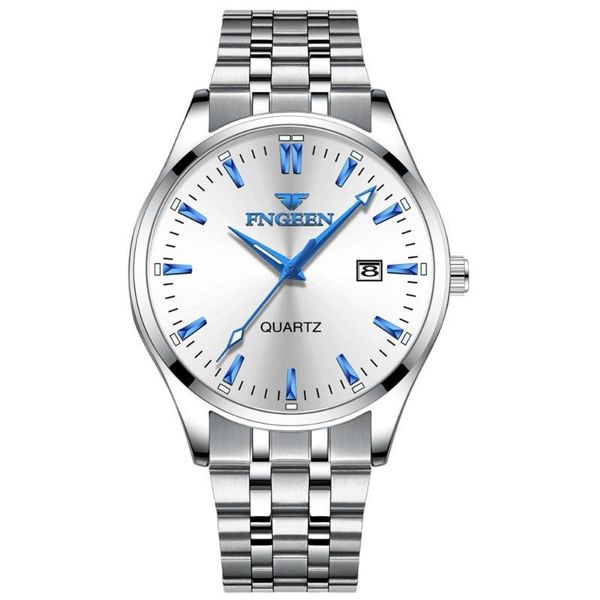

wristwatches fngeen 1 watch man 2021 fashion luxury wrist steel waterproof men clock date saat simple erkek kol saati 's watc, Slivery;brown