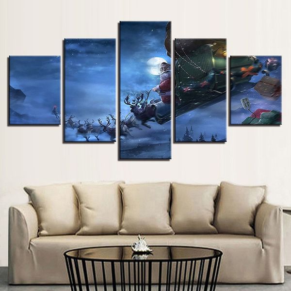 

5pcs/set unframed spray paintings decorative wall art santa claus poster
