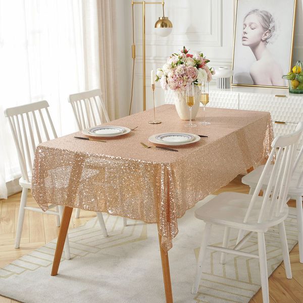 

selling outdoor el rtaurant tablecloth party decoration gold sequin