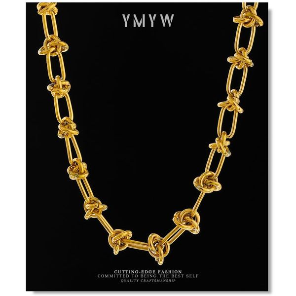 

pendant necklaces ymyw stainless steel jewelry minimalist tie metal chain necklace accessories for women gold 18 k collar gift 2021, Silver