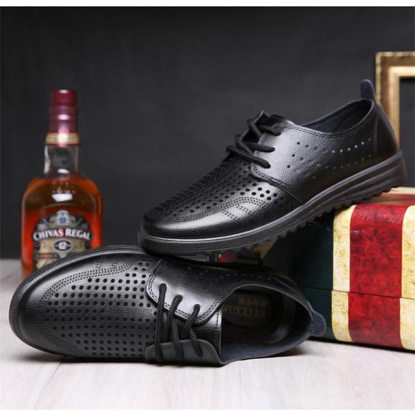 

dress shoes 2021 men shadow leather luxury fashion wedding italian summer sandals breathable casual, Black