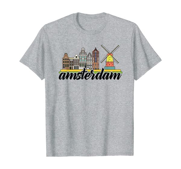 

amsterdam t-shirt vintage souvenir windmill holland gift t-shirt, White;black