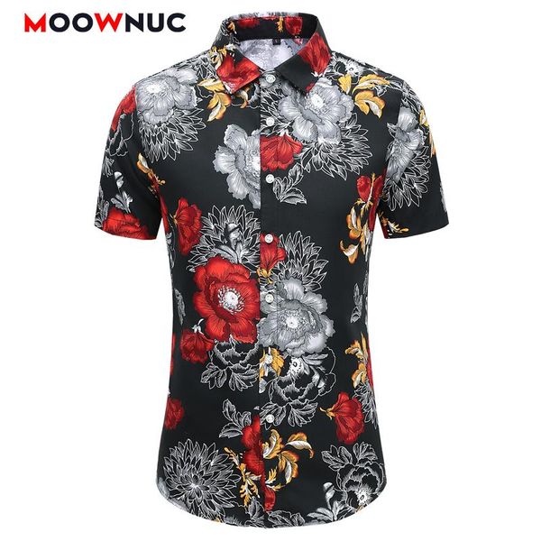 

men's casual shirts streetwear fashion 2021 summer blouses male short sleeve streetdress smart printed men hombre youth moownuc, White;black