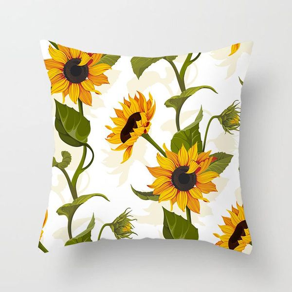 

pillow case 45cmx45cm hand-painted sunflower flowers cotton cushion cover sofa home decorative covers car decor