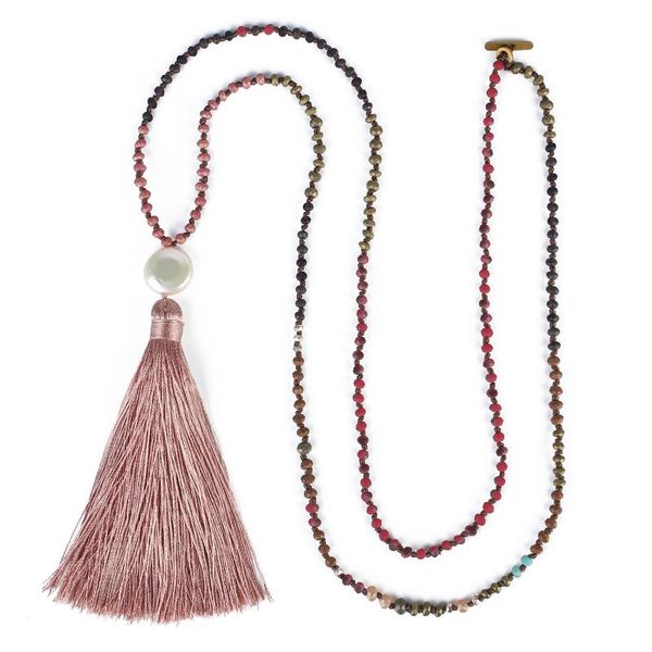 

pendant necklaces kelitch women necklace jewelry beaded tassel handmade vintage grunge polymer clay, Silver