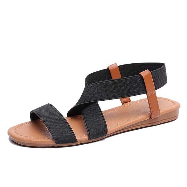 

summer design open-toe non-slip women shoes retro female casual sandalias for ladies flat temperament sandals woman 210611, Black