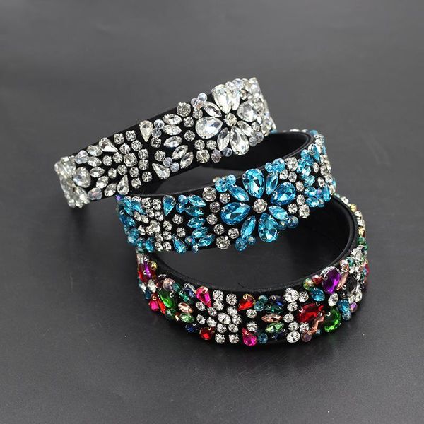 

hair clips & barrettes fashion baroque cross-border gorgeous rhinestone-studded broad-brimmed headband ladies prom catwalk gift 882, Golden;silver