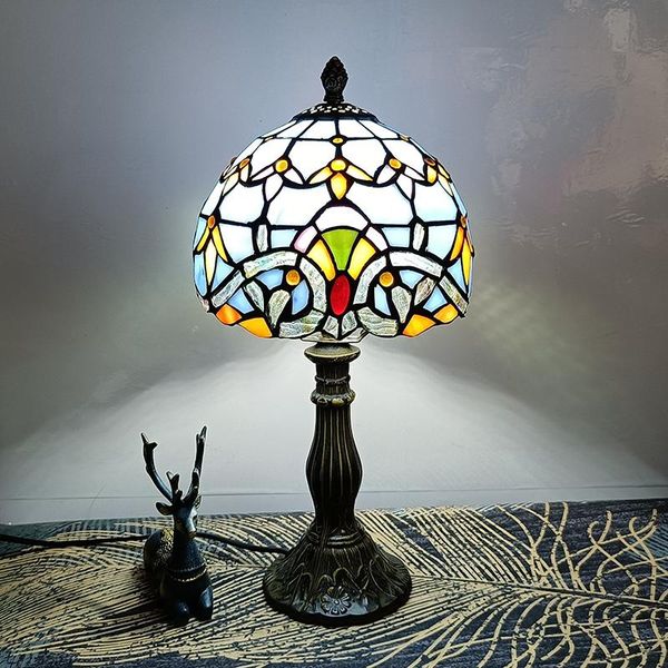 

table lamps woerfu 20cm blue glass lampshade lamp e27 ac85-265v aolly base lighting creative retro