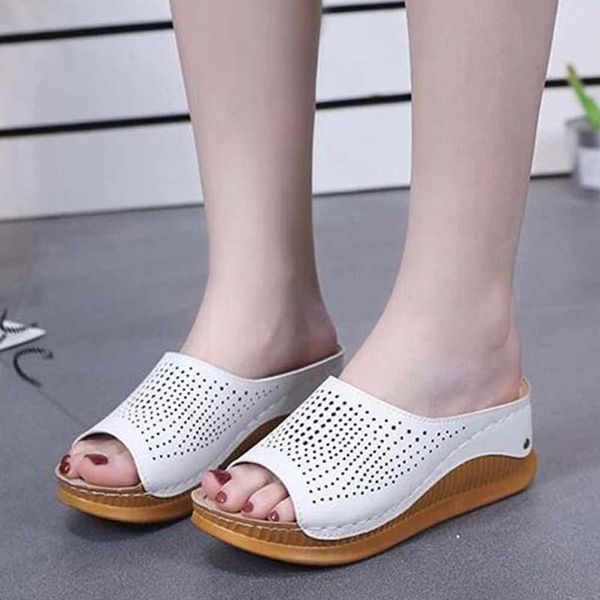 

dress shoes women sandals platform pu open toe female chunky ladies wedge heel footwear woman slides, Black