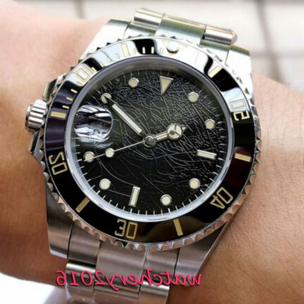 

40mm bliger black sterile dial ceramic sapphire glass date automatic mens watch, Slivery;brown