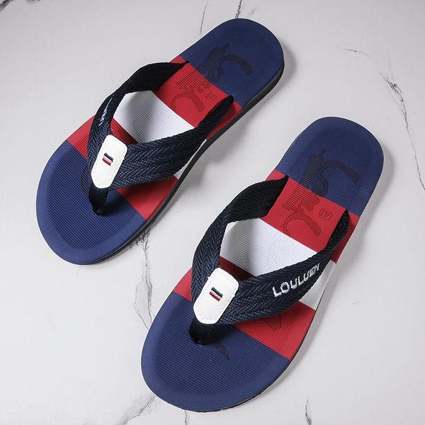 

slippers men's 2021 summer fashion non-slip wear-resistant flip-flops korean street shoes breathable beach sandals, Black