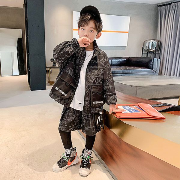 

children' spring autumn clothing set 2021 middle school university boys' sports children' foreign handsome, White;blue