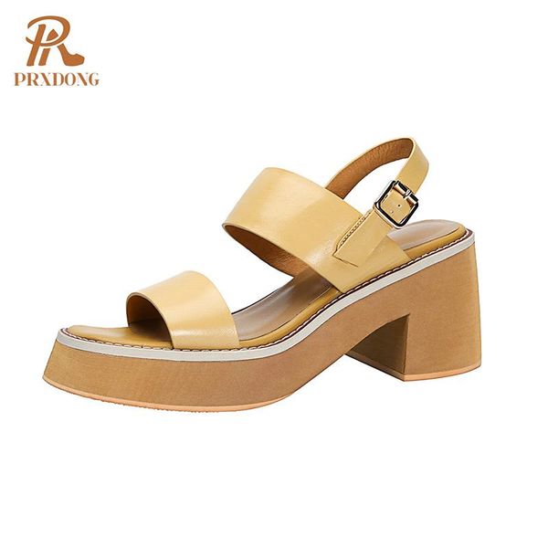

sandals 2021 fashion brand women shoes genuine leather square heels summer clessics buckle dress casual platform, Black