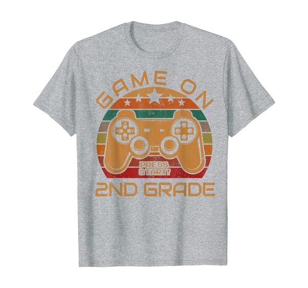 

game on 2nd grade first day gamer gift back to school t-shirt, White;black