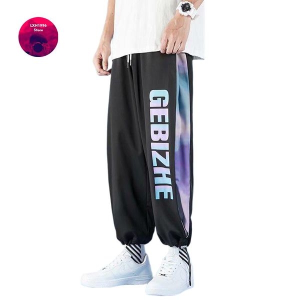 

men's pants fashion hip hop harajuku streetwear jogger men casual clothing elastic waist cargo trousers, Black