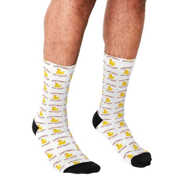 

men's socks funny men everything just ducky printed hip hop happy cute boys street style crazy novelty for, Black