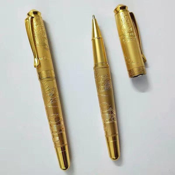 

ballpoint pens golden color heavy pen gel metal ball writing gift business office school supplies, Blue;orange