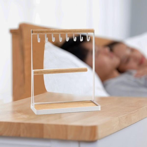 

jewelry pouches, bags bracelet earring tray stand multi tier storage display desk necklaces iron art hanging craft durable gift 8 hooks home, Pink;blue