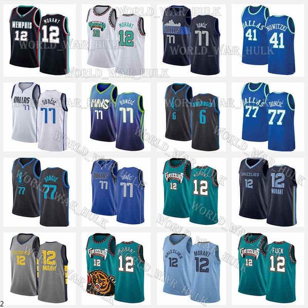 

ja 12 morant jersey memphis grizzlies dallas mavericks dirk 41 nowitzki luka kristaps 6 porzingis doncic basketball jerseys, Black;red
