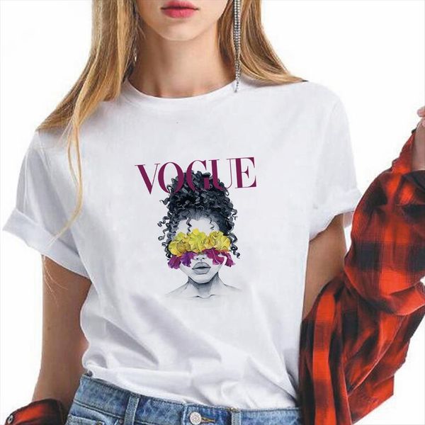 

watercolor print butterfly girl women t shirt pretty curls and yellow flowers printed shirts soft clothes korean, White