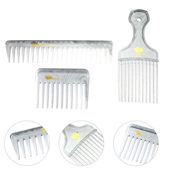 

hair brushes 3pcs barber hairdressing comb set large tooth pick wide, Silver