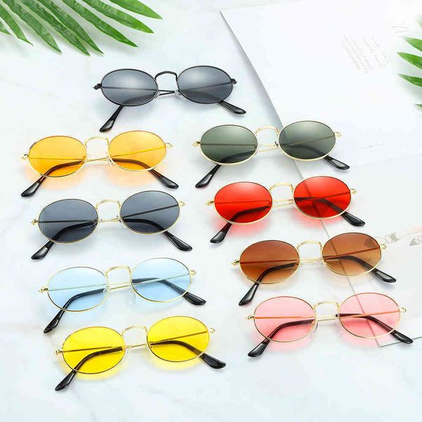

UV400 Oval Sunglasses Small Frame Retro Festival Gradient Mirror Glasses for Daily Wear Gold Silver Glasses wholesale, White;black