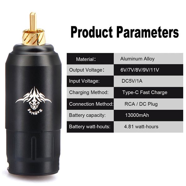 

professional rechargeable mini wireless rocket tattoo battery power rca connector rotary tattoo pen machine tattoo power supplyscouts