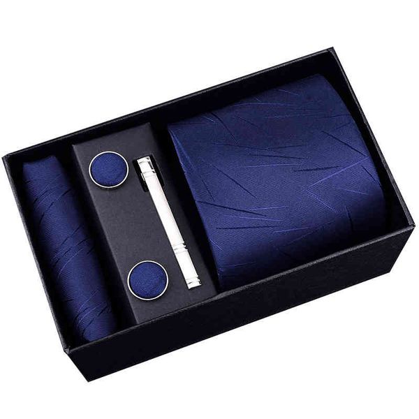 

necktie scarf corbata gift box men's tie square cufflink clip five piece suit formal business 8cm blue, Blue;purple