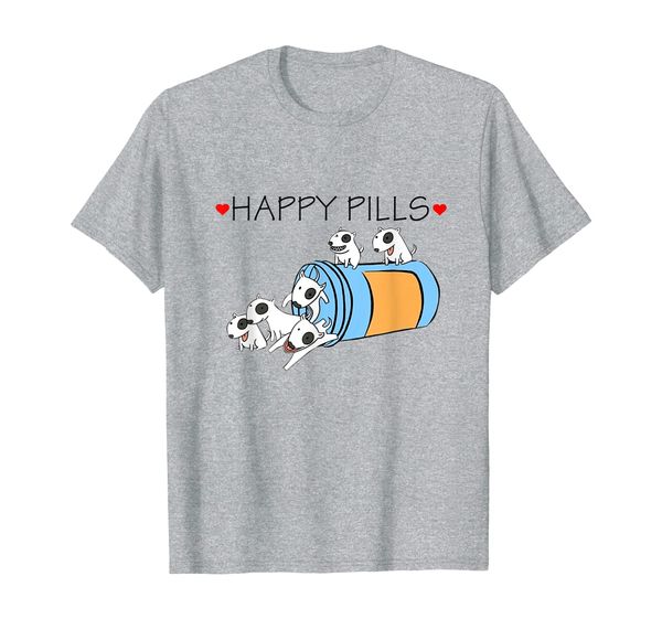 

happy pills bull terrier t-shirt, White;black