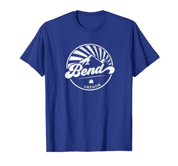 

bend, oregon - retro vintage city mountains t-shirt, White;black