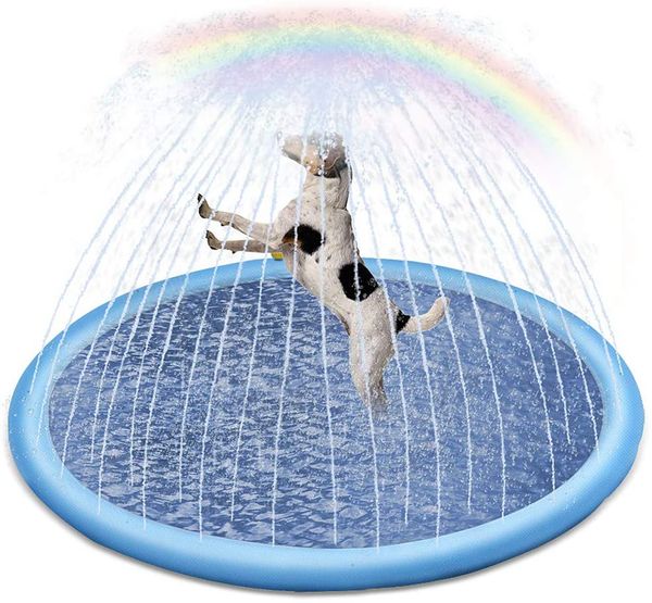 DGGGE Splash Sprinkler Pad per cani Strumenti di bellezza Attrezzi da bagno per cani Piscina 39in / 59in / 67in addensato Durevole Bagno Vasca da bagno Pet estate Outdoor Toys Giocattoli J01