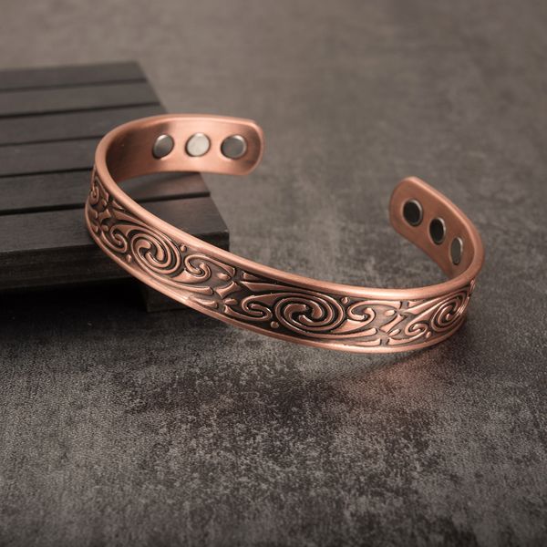 

vinterly viking copper men's and women's bracelets, wide, adjustable, open cuffs, full of vitality, healthy, Black