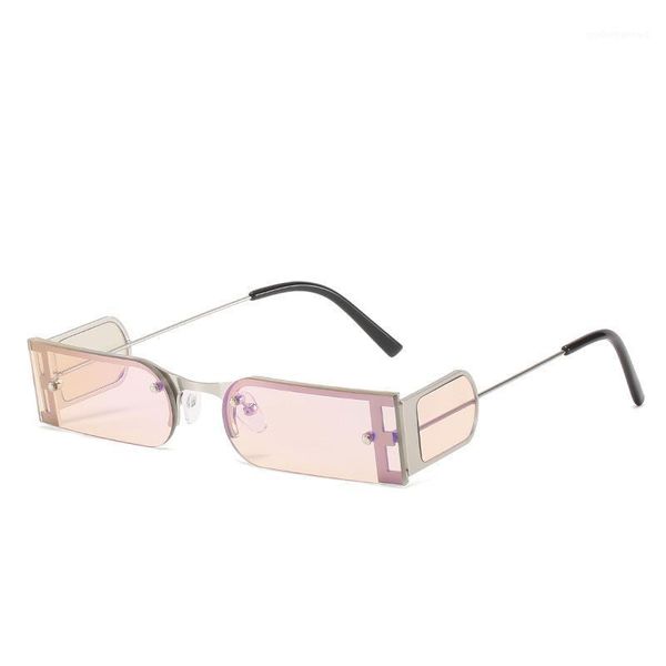 

fashion vintage small frame rectangle sunglasses men women 2021 designer travel punk sun glasses male uv400 shades, White;black