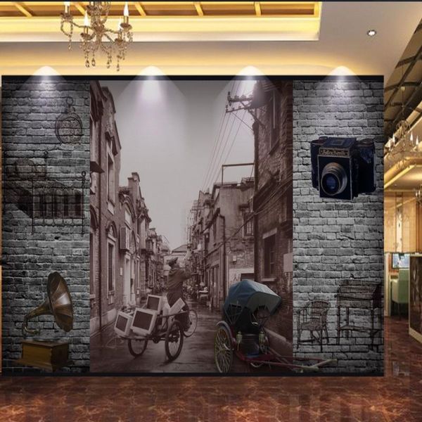 

wallpapers dropship po wallpaper nostalgic classic 3d stereo brick wall chinese style old alley background restaurant mural